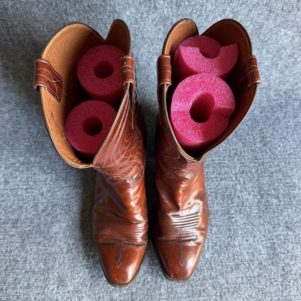 Vintage Lucchese L6609 Brown Leather Cowboy Western Boots Men’s 11 D USA - Picture 7 of 16